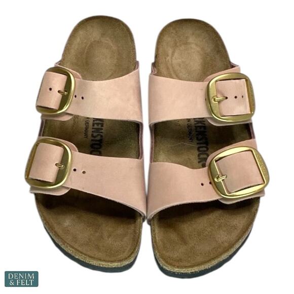 Birkenstock Arizona Big Buckle Soft Pink Nubuck Leather Sandals Women’s 7 NEW - Picture 10 of 15